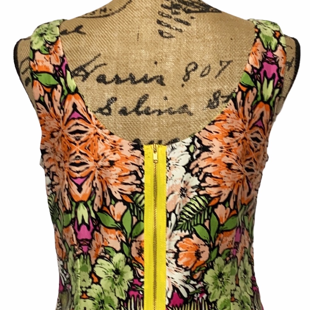 Tiana B Pink Green Floral Sleeveless Sheath Dress 8P - Picture 5 of 10